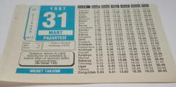 31 Mart 1997-Orijinal Takvim Yaprağı-Doğum Günü-Söz,Nişan,Nikâh,Düğün ve Önemli Günler Hediyesi-Hicret Takvimi-Ayet(Hadis)-(Al-i İmran 158)-Varto ve Gevaş'ın Kurtluluşu(1918)-31 Mart Vak'ası-Bir Mesele Hz.Osman(r.a.)