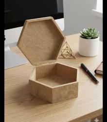 Dekoratif Altıgen Ahşap Kutu - Çok Amaçlı Takı & Hobi Kutusu
