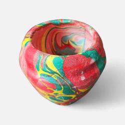 vintage renkli desenli el boyama mini saksı & 9.5 cm