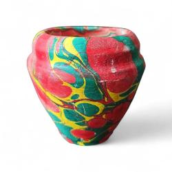 vintage renkli desenli el boyama mini saksı & 9.5 cm