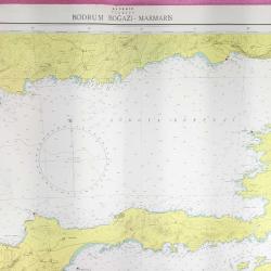 T.C. DENİZ KUVVETLERİ KOMUTANLIĞI SEYİR, HİDROGRAFİ VE OŞİNOGRAFİ DAİRESİ BAŞKANLIĞI AKDENİZ TÜRKİYE BODRUM BOĞAZI - MARMARİS HARİTASI