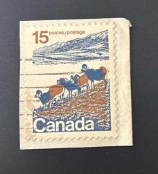 Kanada Pulu - Canada Stamp - Mektup Zarfından Kesilmiş /Postadan Geçmiş Pul Filateli - Damgalı - Dağ koyunları temalı pul , 15 PARA - YABANCI PULLAR -NOSTALJİK DOĞUM GÜNÜ HEDİYESİ