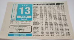 13 Nisan 1997-Orijinal Takvim Yaprağı-Doğum Günü-Söz,Nişan,Nikâh,Düğün ve Önemli Günler Hediyesi-Hicret Takvimi-Ayet(Hadis)-(Hz.Ali(r.a.))-31 Mart Hadiseleri'nin Başlaması(1909)-Fatih ve Akşemseddin-Hz.Meryem-Nezir Şeker