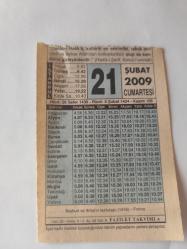 21 Şubat 2009-Orijinal Takvim Yaprağı-Doğum Günü-Söz,Nişan,Nikâh,Düğün ve Önemli Günler Hediyesi-Fazilet Takvimi-Ayet(Hadis)(Hadis-i Şerif, Kenzü'l-ummal )-Bayburt Ve Ahlat'ın Kurtuluşu (1918)-