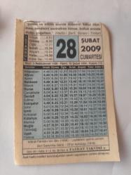 28 Şubat 2009-Orijinal Takvim Yaprağı-Doğum Günü-Söz,Nişan,Nikâh,Düğün ve Önemli Günler Hediyesi-Fazilet Takvimi-Ayet(Hadis)(Hadis-i Şerif, Sünen-i Tirmizi)-Islahat Fermanı'nın ilanı (1856)-Namazın Vaktini Geçirmek-1856 Islahat Fermanı
