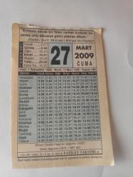 27 Mart 2009-Orijinal Takvim Yaprağı-Doğum Günü-Söz,Nişan,Nikâh,Düğün ve Önemli Günler Hediyesi-Fazilet Takvimi-Ayet(Hadis)(Hadis-i Şerif, Ahmed bin Hanbel)-Ahmet Cevdet Paşa'nın Doğumu(1822)-Ahmet Cevdet Paşa