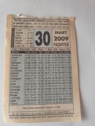 30 Mart 2009-Orijinal Takvim Yaprağı-Doğum Günü-Söz,Nişan,Nikâh,Düğün ve Önemli Günler Hediyesi-Fazilet Takvimi-Ayet(Hadis)(Hadis-i Şerif, Sünen-i Ebu Davud)-Fatih Sultan Mehmed'in Doğumu(1429)-Muaşeret Adabı-Fatih Sultan Mehmed Han'ın Doğumu