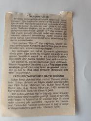 30 Mart 2009-Orijinal Takvim Yaprağı-Doğum Günü-Söz,Nişan,Nikâh,Düğün ve Önemli Günler Hediyesi-Fazilet Takvimi-Ayet(Hadis)(Hadis-i Şerif, Sünen-i Ebu Davud)-Fatih Sultan Mehmed'in Doğumu(1429)-Muaşeret Adabı-Fatih Sultan Mehmed Han'ın Doğumu