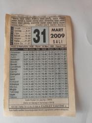 31 Mart 2009-Orijinal Takvim Yaprağı-Doğum Günü-Söz,Nişan,Nikâh,Düğün ve Önemli Günler Hediyesi-Fazilet Takvimi-Ayet(Hadis)(Hadis-i Şerif, Sahih-i Buhari)-Eyfel Kulesnin Yapılışı(1889)-Sahabe-i Kiramın Fazileti