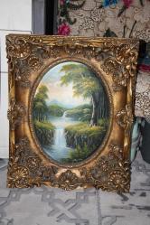 BOMBELİ İKİLİ ÇİFT TABLO MUHTEŞEM YAĞLI BOYA ÇİFT TABLO +50 YIL UZERI DÖNEM ÜRÜNÜ