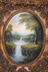 BOMBELİ İKİLİ ÇİFT TABLO MUHTEŞEM YAĞLI BOYA ÇİFT TABLO +50 YIL UZERI DÖNEM ÜRÜNÜ