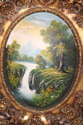 BOMBELİ İKİLİ ÇİFT TABLO MUHTEŞEM YAĞLI BOYA ÇİFT TABLO +50 YIL UZERI DÖNEM ÜRÜNÜ