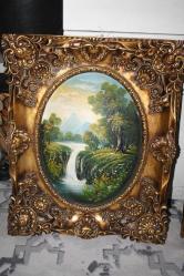 BOMBELİ İKİLİ ÇİFT TABLO MUHTEŞEM YAĞLI BOYA ÇİFT TABLO +50 YIL UZERI DÖNEM ÜRÜNÜ