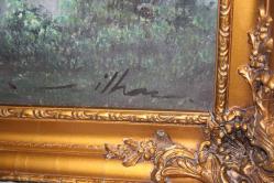 İMZALI YAĞLI BOYA TABLO ANTİKA COK ESKİ BİR MANZARA DETAYLAR RESIMLERDE    (CD ODA