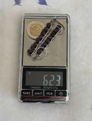 El İşçiliği Gümüş Garnet Taşlı Tel  Küpe