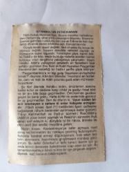 28  Mayıs  2009-Orijinal Takvim Yaprağı-Doğum Günü-Söz,Nişan,Nikâh,Düğün ve Önemli Günler Hediyesi-Fazilet Takvimi-Ayet(Hadis)(Hadis-i Şerif, Sahih-i Müslim )-Türkler'in Rumeli'ye Geçişi (1348)-İstanbul'un  Fethi Kararı