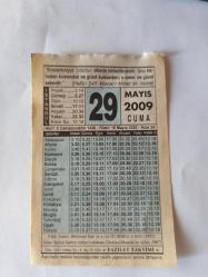 29  Mayıs  2009-Orijinal Takvim Yaprağı-Doğum Günü-Söz,Nişan,Nikâh,Düğün ve Önemli Günler Hediyesi-Fazilet Takvimi-Ayet(Hadis)(Hadis-i Şerif, Müsned-i Ahmed bin Hanbel )-Fatih Sultan Mehmed Han'ın İSTANBUL'u Fethi  (1453)-İstanbul'un Fethine Manevi Ricalin Yardımı