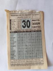 30  Mayıs  2009-Orijinal Takvim Yaprağı-Doğum Günü-Söz,Nişan,Nikâh,Düğün ve Önemli Günler Hediyesi-Fazilet Takvimi-Ayet(Hadis)(Mütaffifin Sures, Ayet 1 )-Hızır Bey'in İstanbul'a ilk kadı ve reis oluşu (1453)-Alışveris Adabından