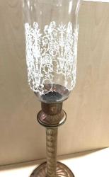 DEV BOY BAKIR RENKLİ METAL MUMLUK CAMLI MUMLUK  NO 34