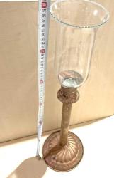 DEV BOY BAKIR RENKLİ METAL MUMLUK CAMLI MUMLUK  NO 77