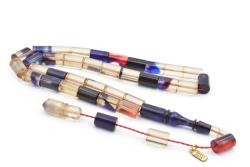 Hakkı Usta İmzalı Kesme Model Lacivert Kırmızı Sıkma Kehribar Tesbih