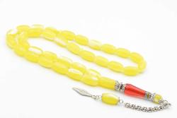 Nakkaş İmameli Sarı Kırmızı İri Boy Beyrut Damla Kehribar Tesbih