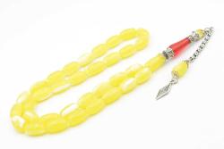 Nakkaş İmameli Sarı Kırmızı İri Boy Beyrut Damla Kehribar Tesbih