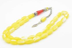 Nakkaş İmameli Sarı Kırmızı İri Boy Beyrut Damla Kehribar Tesbih