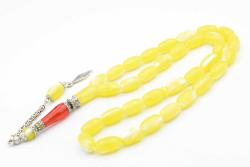 Nakkaş İmameli Sarı Kırmızı İri Boy Beyrut Damla Kehribar Tesbih