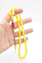 Nakkaş İmameli Sarı Kırmızı İri Boy Beyrut Damla Kehribar Tesbih