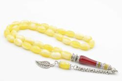 Nakkaş İmameli Sarı Kırmızı Günlük Boy Beyrut Damla Kehribar Tesbih