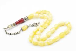 Nakkaş İmameli Sarı Kırmızı Günlük Boy Beyrut Damla Kehribar Tesbih