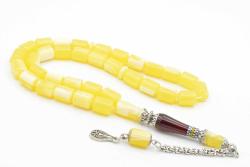 Nakkaş İmameli Fıçı Kesim Sarı Kırmızı Beyrut Damla Kehribar Tesbih