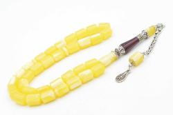 Nakkaş İmameli Fıçı Kesim Sarı Kırmızı Beyrut Damla Kehribar Tesbih