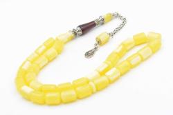 Nakkaş İmameli Fıçı Kesim Sarı Kırmızı Beyrut Damla Kehribar Tesbih