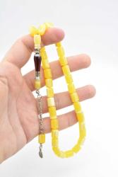 Nakkaş İmameli Fıçı Kesim Sarı Kırmızı Beyrut Damla Kehribar Tesbih