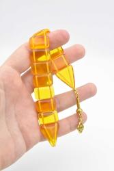 İri Taneli Şeffaf Sarı Toz Kehribar Balık Tesbih