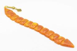 İri Taneli Hareli Turuncu Toz Kehribar Balık Tesbih 002