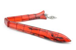 Usta İşi Balık Model Kırmızı Siyah Sıkma Kehribar Tesbih