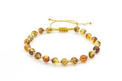 Hakiki Doğal Makrome Model Damla Kehribar Bileklik 6 Mm