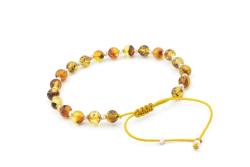 Hakiki Doğal Makrome Model Damla Kehribar Bileklik 6 Mm