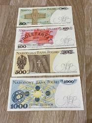 Polonya 4’lü Kağıt Para Seti - 1982 & 1988 Emisyonları - Kopernik ve Kościuszko Serisi