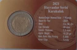2021 HAYVANLAR SERİSİ KARAKULAK KÖPEĞİ 1 KURUŞ BİMETAL HATIRA PARA ÖZEL KİTİNDE ÇİL ORİJİNAL 1HH1A1 NADİR