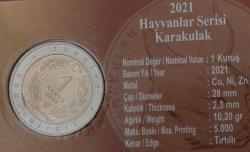 2021 HAYVANLAR SERİSİ KARAKULAK KÖPEĞİ 1 KURUŞ BİMETAL HATIRA PARA ÖZEL KİTİNDE ÇİL ORİJİNAL 1HH1A1 NADİR