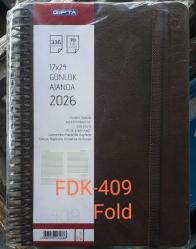 Ajanda 2026 Yılı  SPİRALLİ 17X24  Cm  Gıpta  FDK-409  KAHVERENGİ