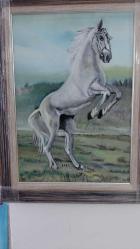 Şahlanan Beyaz At Figürlü Dekoratif Tablo