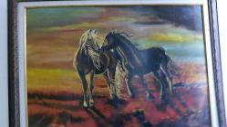 “Özgürlüğün Dansı” – İki At Figürlü Akrilik Tablo (60x80 cm) Çerçeveli