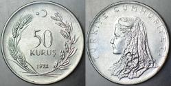 TÜRKİYE CUMHURİYETİ 50 KURUŞ 1972.
