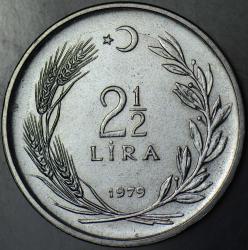 TÜRKİYE CUMHURİYETİ 2,5 LİRA 1979 HATALI BASKI-ERRÖRLÜ. ÇİLALTI.