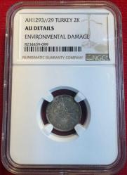 OSMANLI II.ABDÜLHAMİD  1876-1909 ( AH 1293-1327)  2 KURUŞ GÜMÜŞ  1293/29